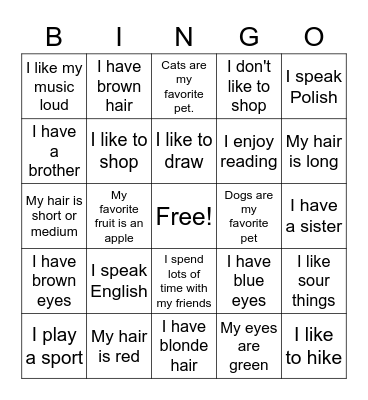 Getting to Know You Bingo Card