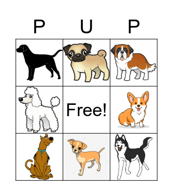 Puppy Bingo Card