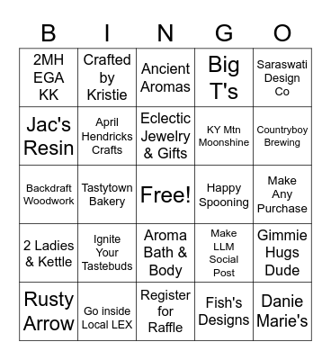 Local LEX August Block Party Bingo Card