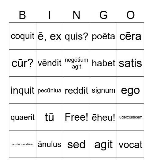 Stage 4 Bingo Card