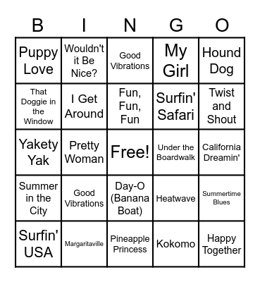 Beach Blanket Bingo Card