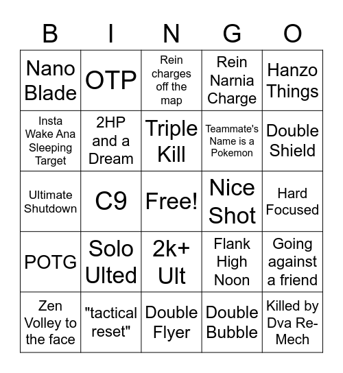 Koality Overwatch Bingo Card