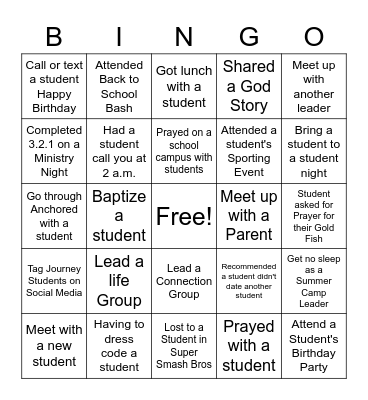 JS Leader Bingo Card