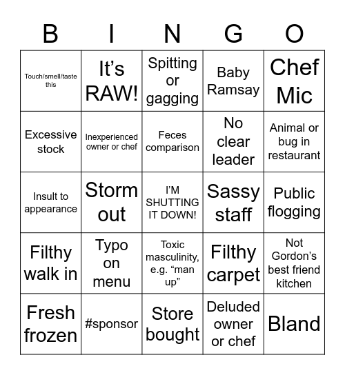 Ramsay Bingo Card