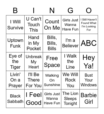Music Bingo Card
