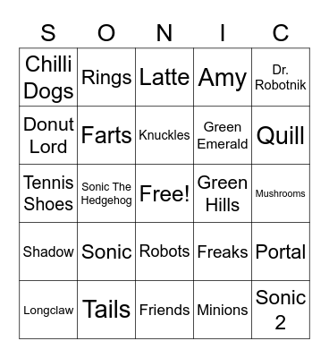 Sonic Bingo Card