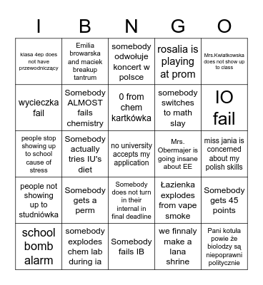 2022/2023 IB bingo Card