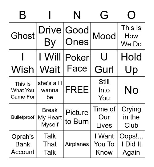 Pop Mix #1 Bingo Card