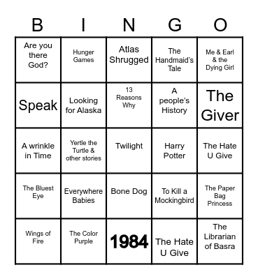 Banned Book Bingo Card