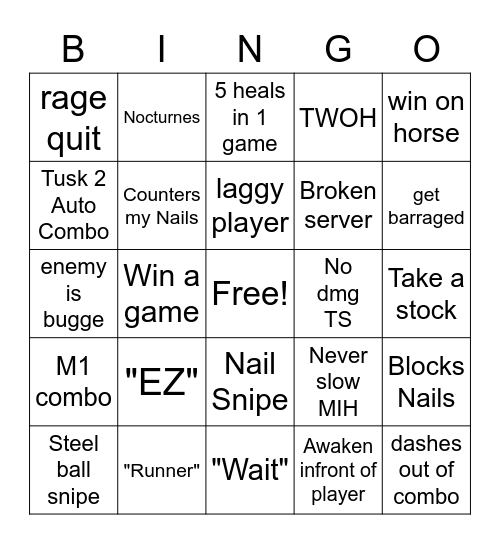 Tusk-Act 2 Bingo Card