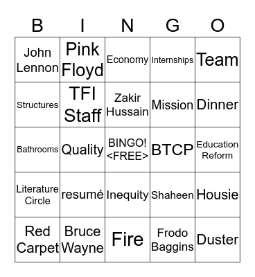 TFI Pune City Conference Bingo Card