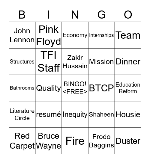 TFI Pune City Conference Bingo Card
