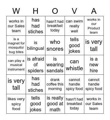 Find Someone Who... Bingo Card