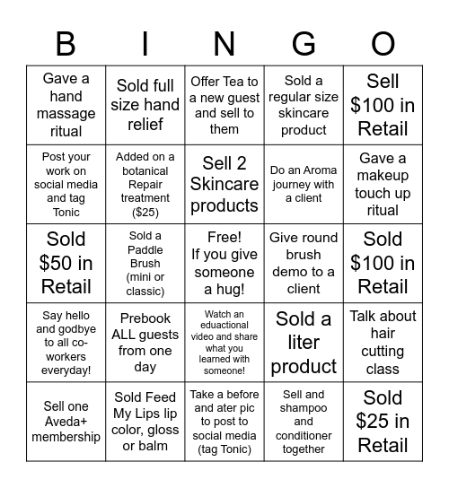 Stylists Bingo Card
