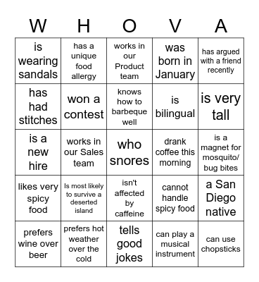 Find Someone Who... Bingo Card