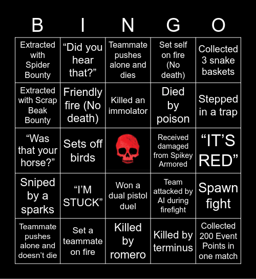 Hunt! Bingo Card