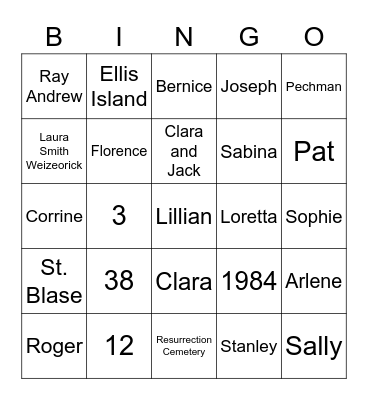 Broniecki Bingo Card
