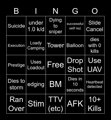 Big Puffer Warzone Bingo Card