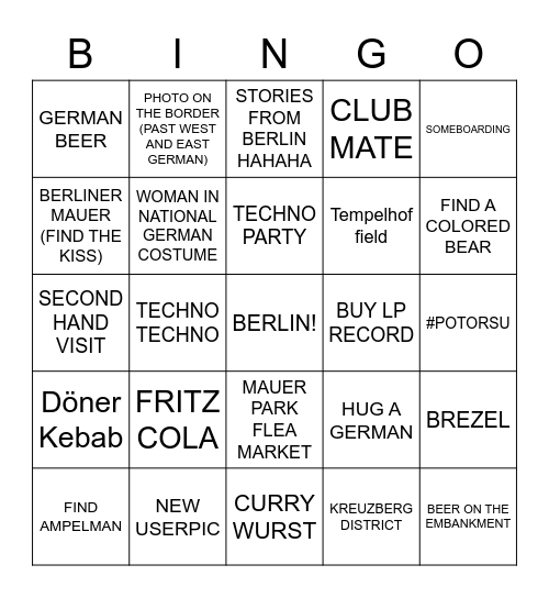 BERLINER Bingo Card