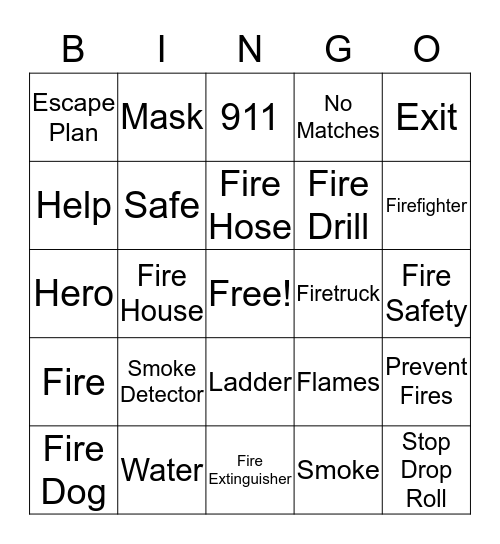 Fire Prevention Bingo Card