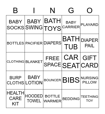 BABY SENDLAK Bingo Card