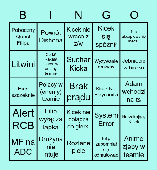 Zjebs Bingo Card
