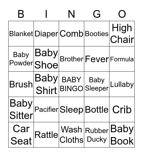 BABY BINGO Card