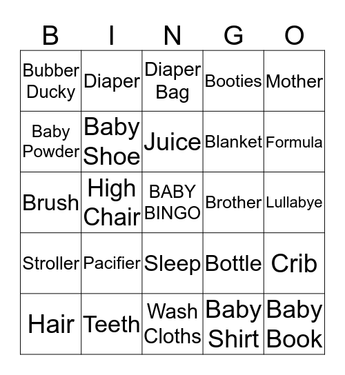 Baby Bingo Card