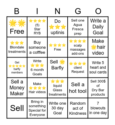 DryBar Bingo Card