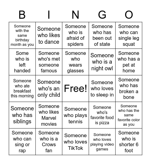 EP Physio+ Bingo Card