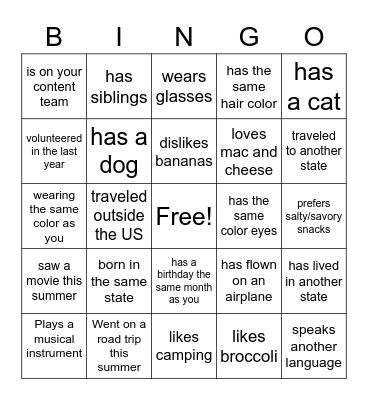 Social Studies Department BINGO Card