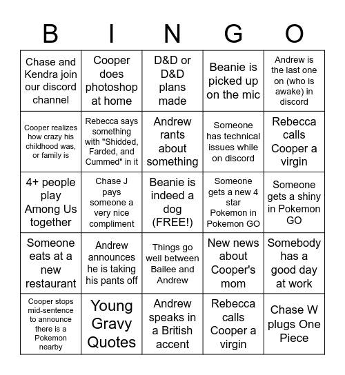 Untitled Bingo Card