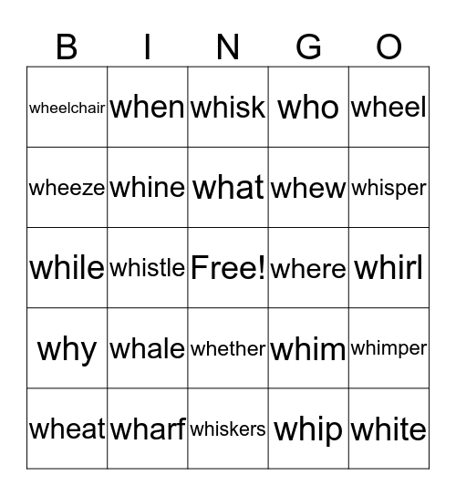 wh Bingo Card