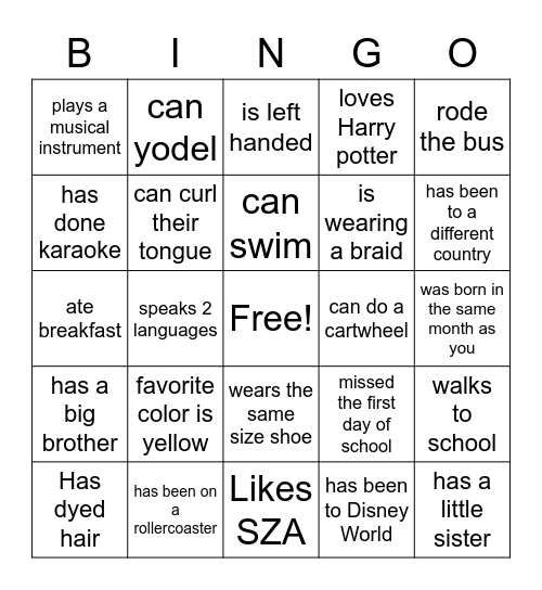 Find Someone Who Bingo Card