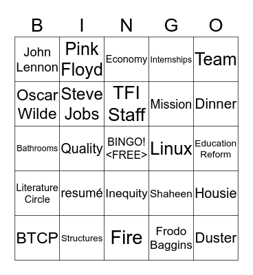 TFI Pune City Conference Bingo Card