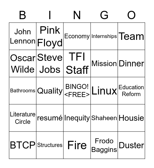 TFI Pune City Conference Bingo Card