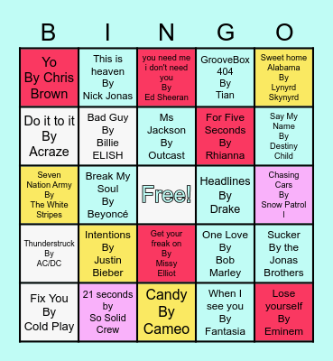 Music Bingo Card