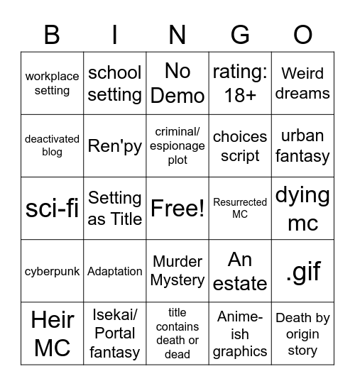 IF Bingo Card