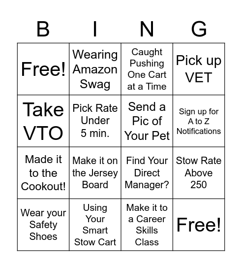 AMZL BINGO Card