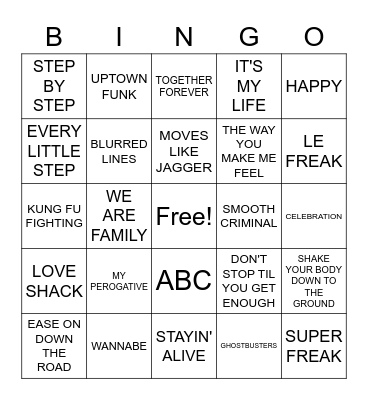 MICHAEL JACKSON RADIO Bingo Card