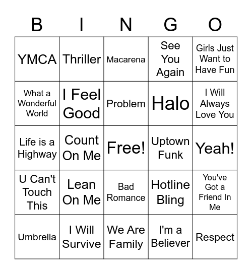 Music Bingo Card