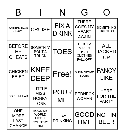COUNTRY DANCE COVER ALL Bingo Card