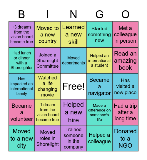 Illuminators Bingo Card