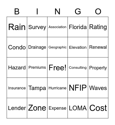 National Flood Experts Bingo Card