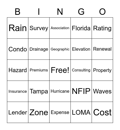 National Flood Experts Bingo Card