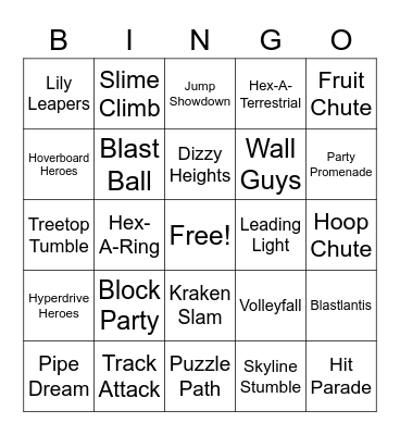 Fall Guys Solo Show Bingo Card