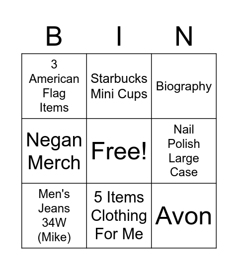 Untitled Bingo Card