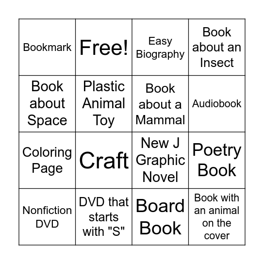 Library Bingo Card