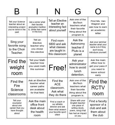 Freshmen Access Bingo Card