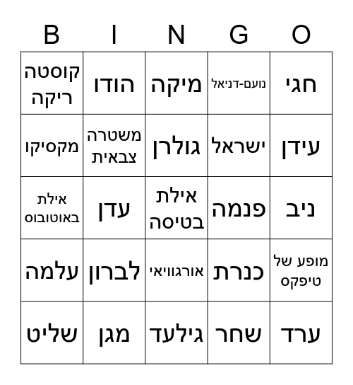 הספונטניםםם Bingo Card